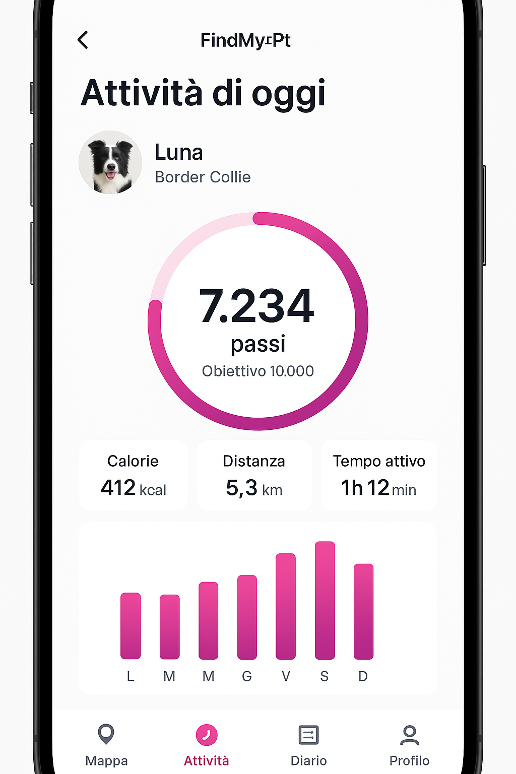 Schermata dell'app FindMyPet
