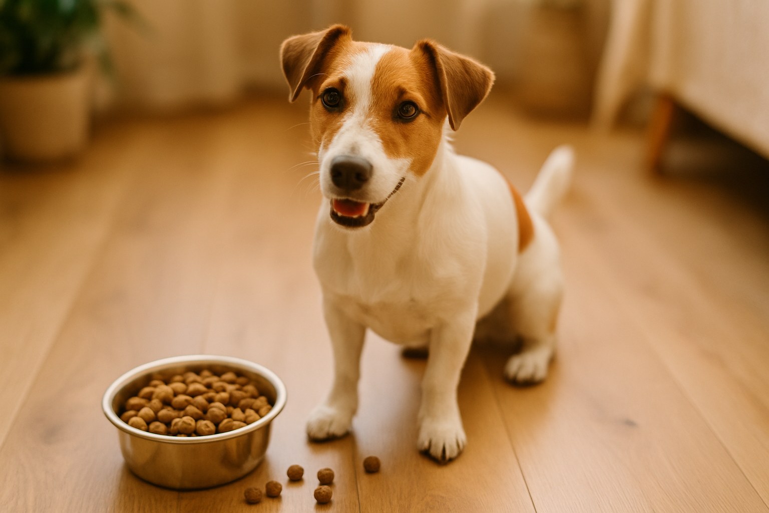 Diverse marche di crocchette premium per cani in ciotole