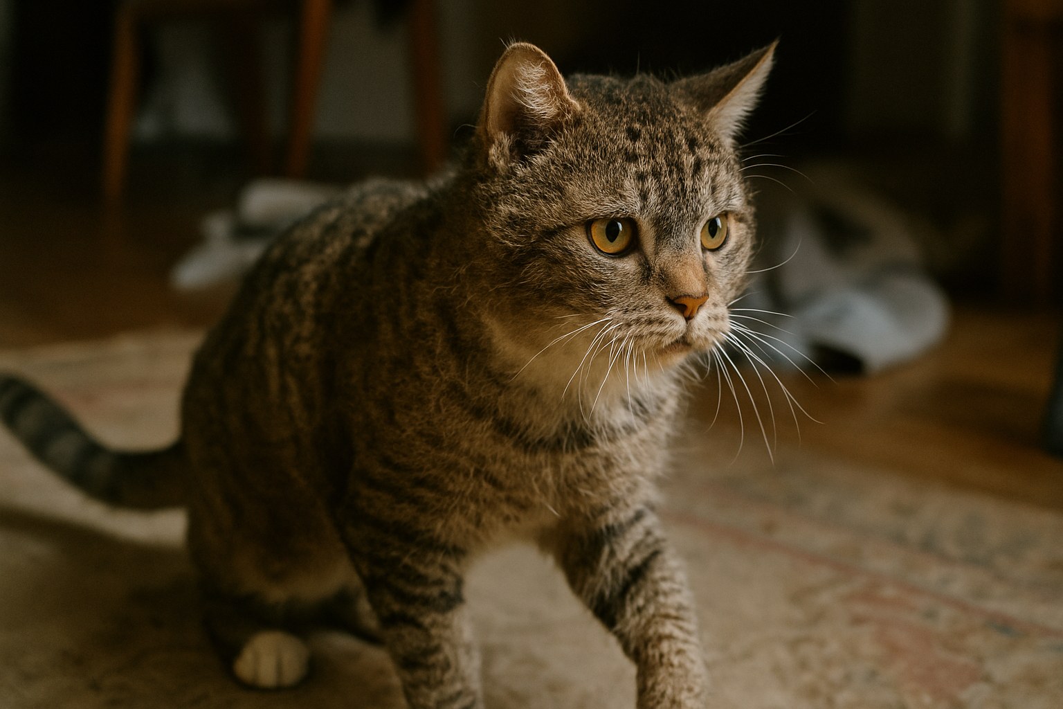 Gatto American Wirehair grigio tigrato con pelo ondulato peculiare