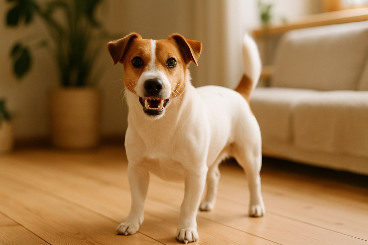 Cane che mostra denti con corpo rigido come avvertimento
