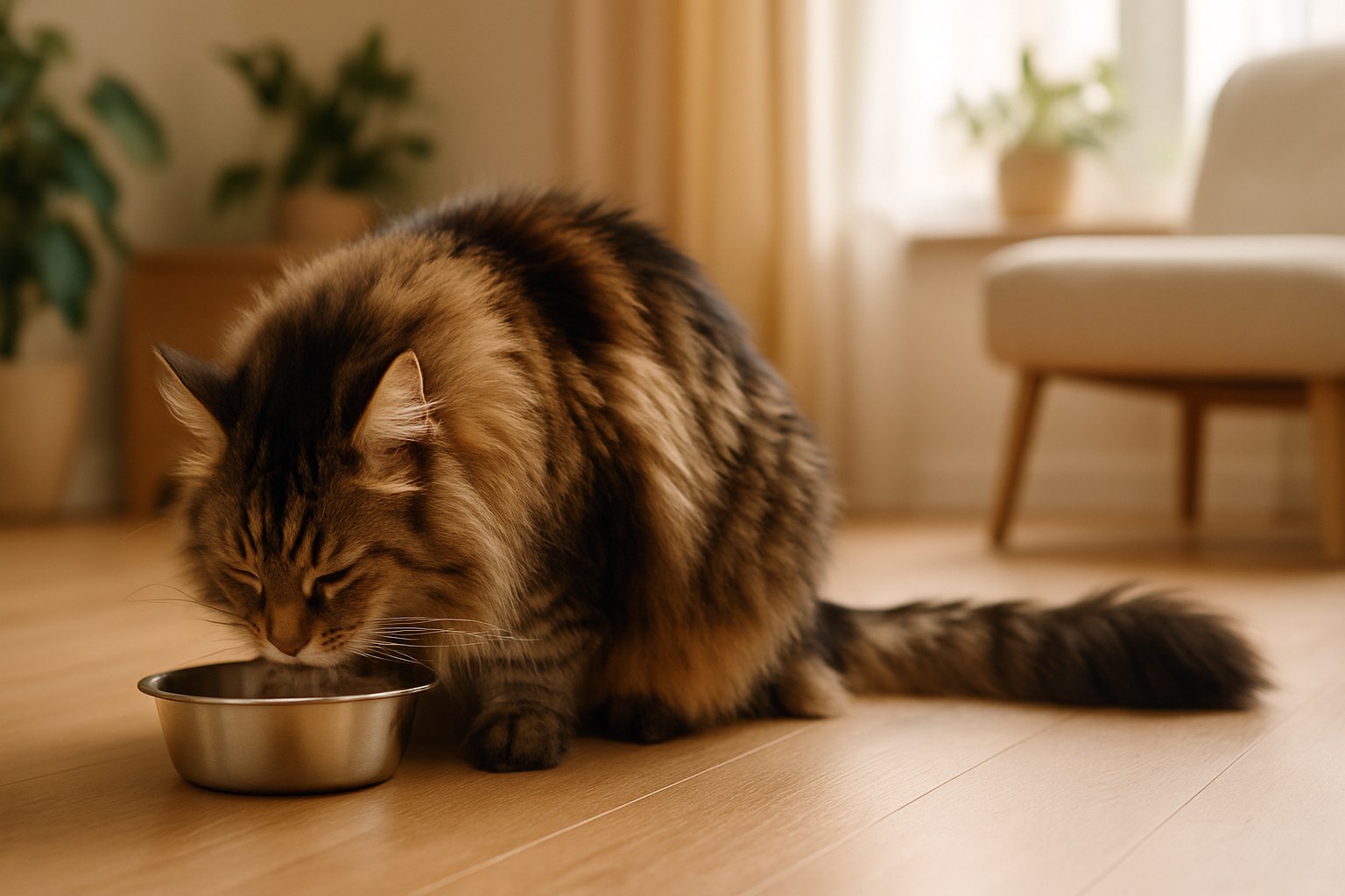Gatto che mangia da una ciotola con cibo umido economico ma di qualità