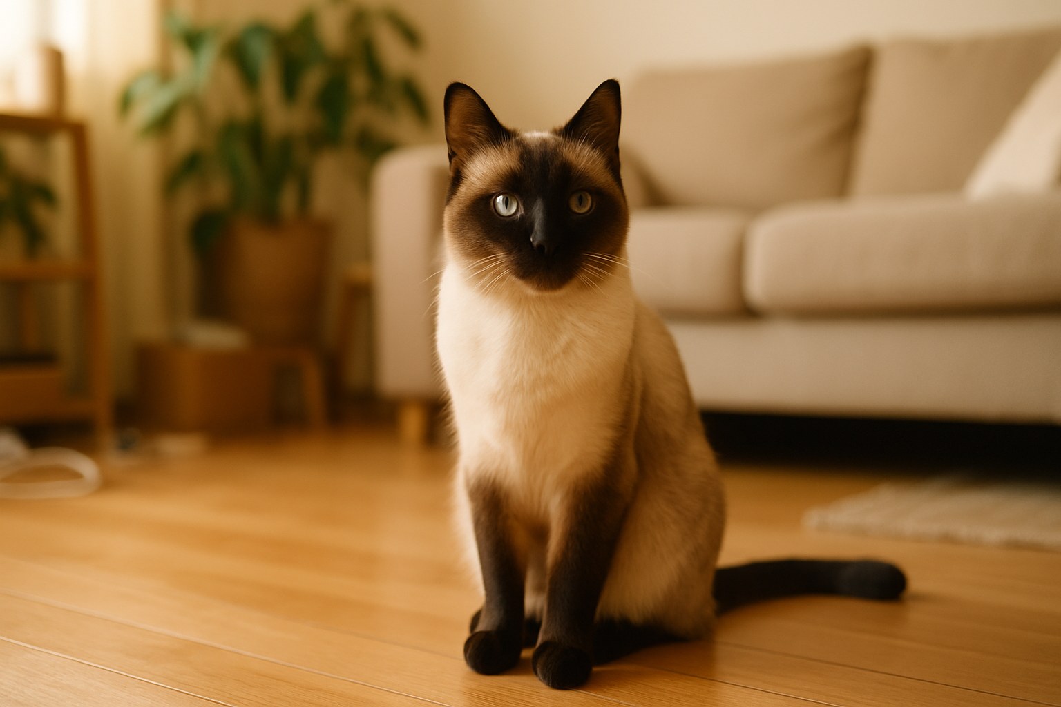 Diversi gatti con coda in varie posizioni espressive