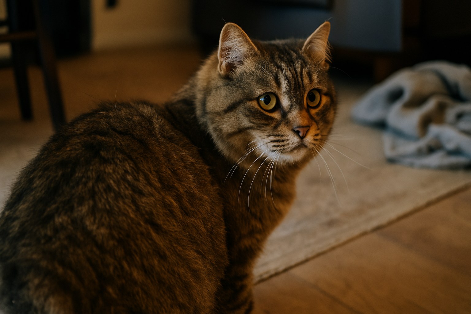Gatto Cymric a pelo lungo color tabby con coda corta
