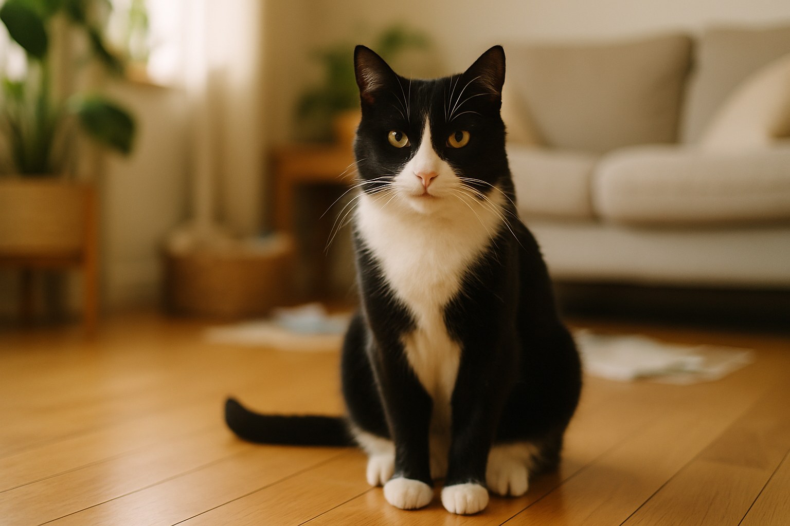 Due gatti che si annusano cautamente attraverso una porta separata