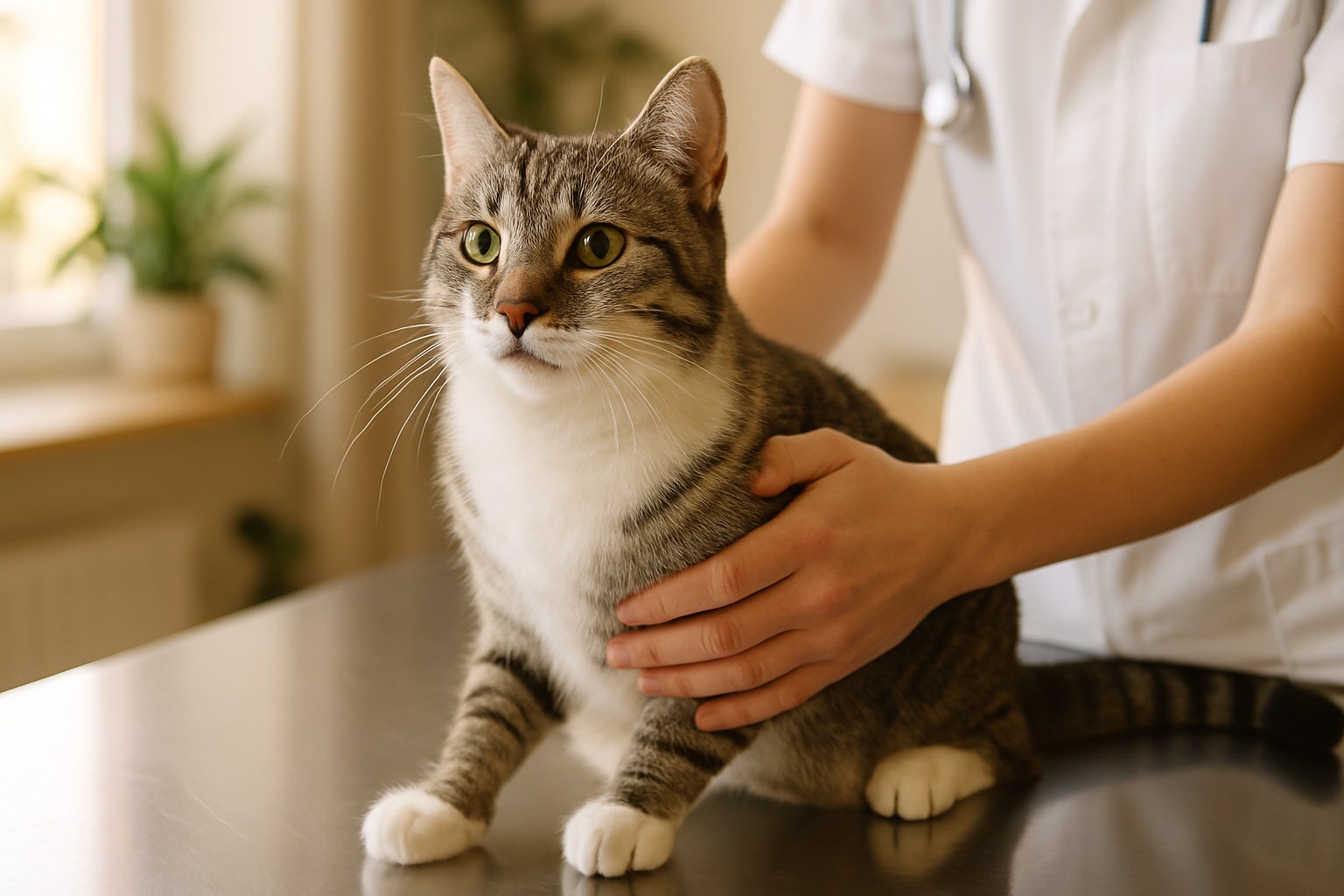 Gatto che riposa accanto a flaconcini di vaccinazioni FeLV