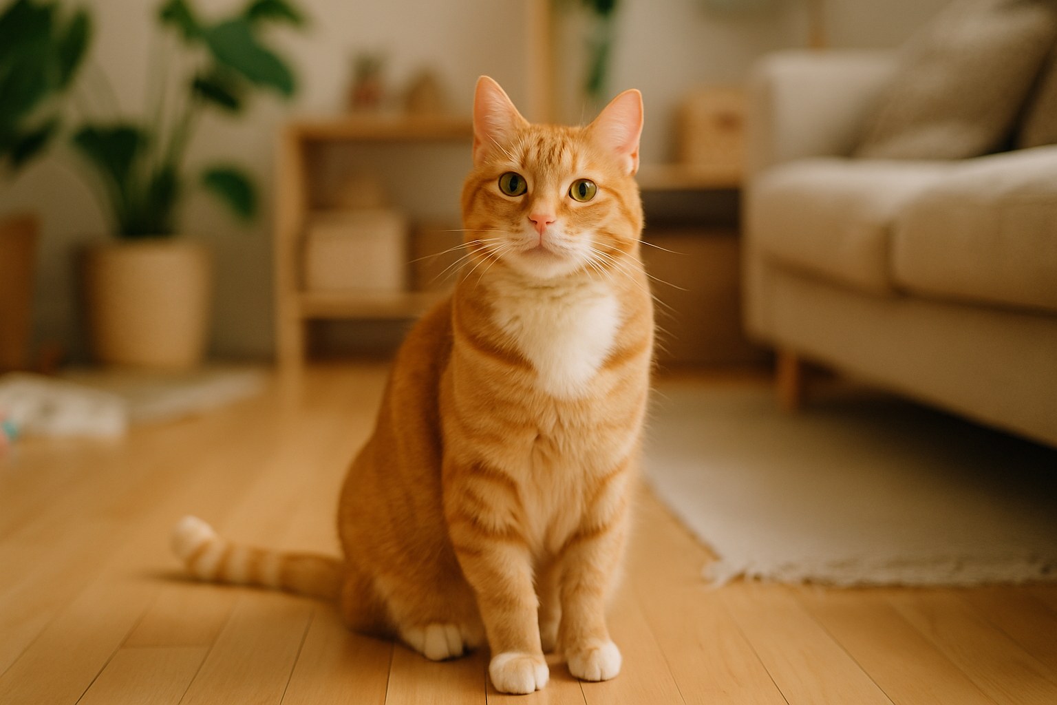 Gatto che porta una pallina morbida verso il padrone sul tappeto