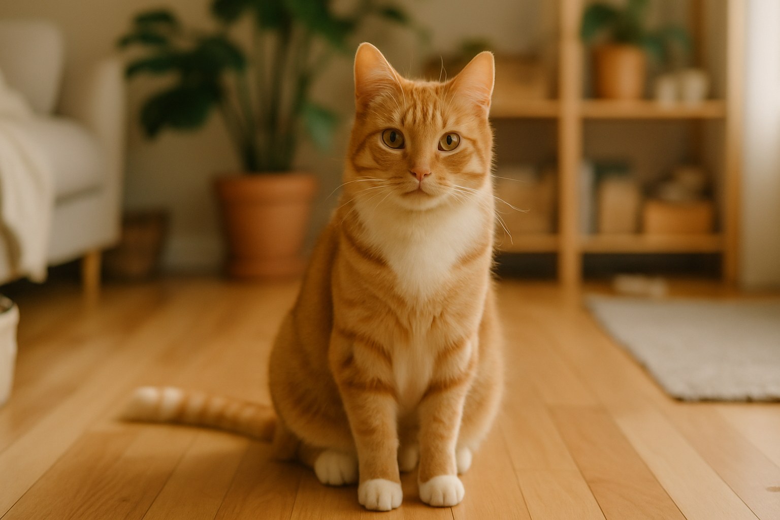 Gatto che miagola alla finestra in una notte illuminata dalla luna