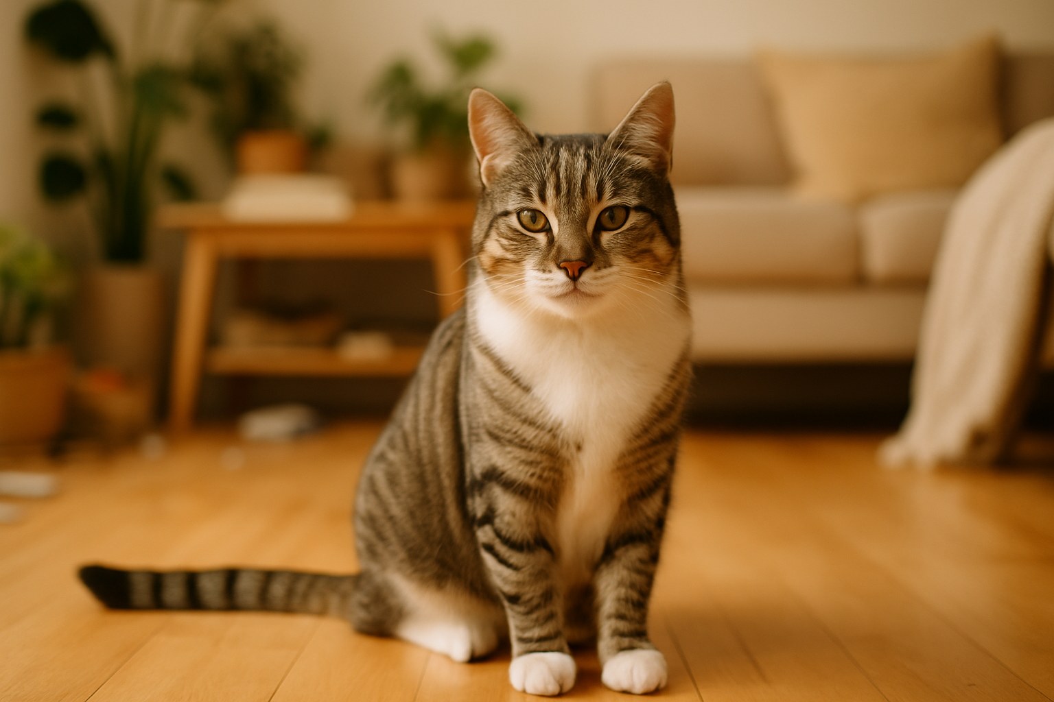 Gatto soriano che si lecca la spalla in primo piano con sguardo concentrato