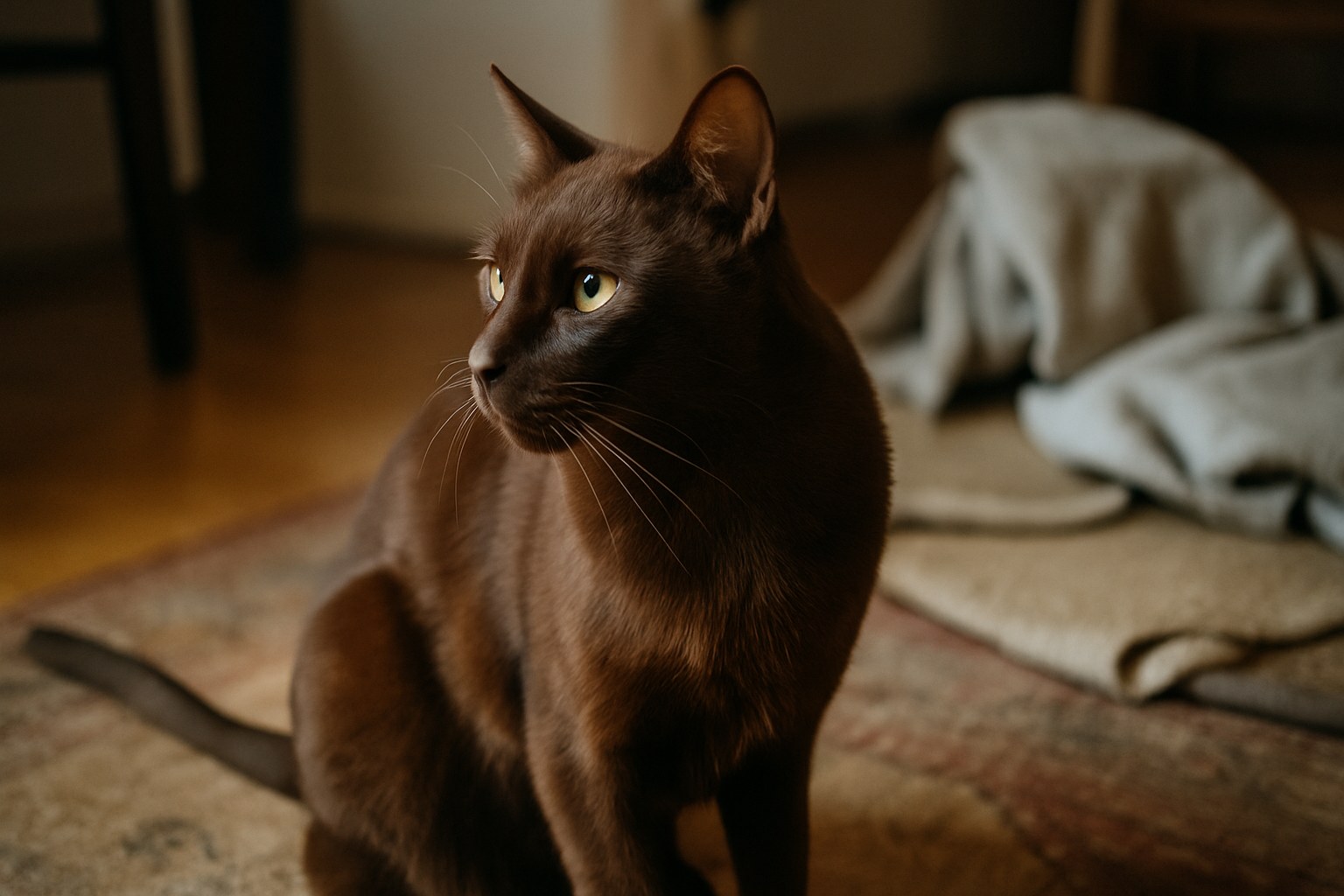 Gatto Havana Brown color cioccolato con occhi verdi smeraldo
