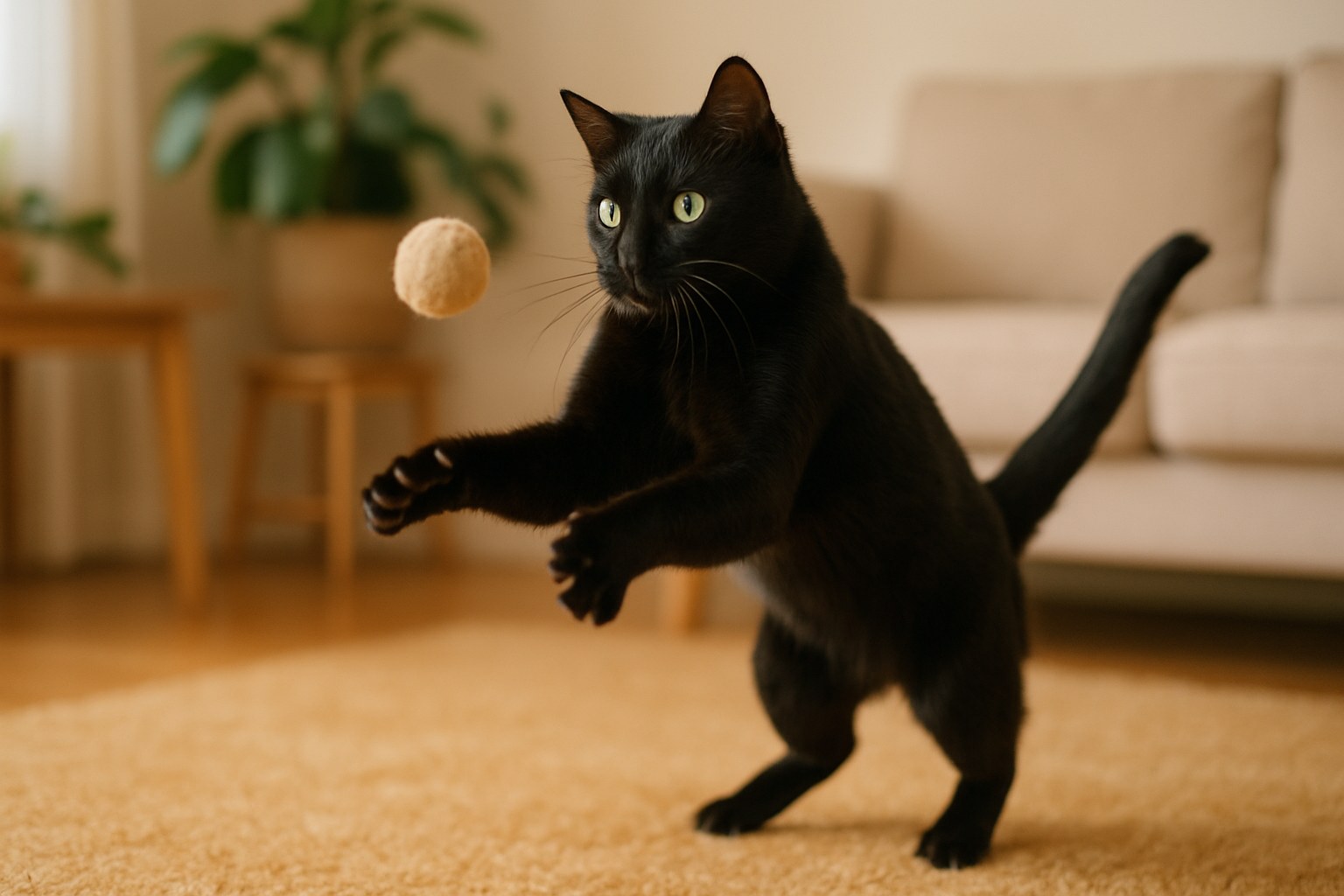 Gatto bengala focalizzato sul puntino di luce rossa di un laser sul pavimento
