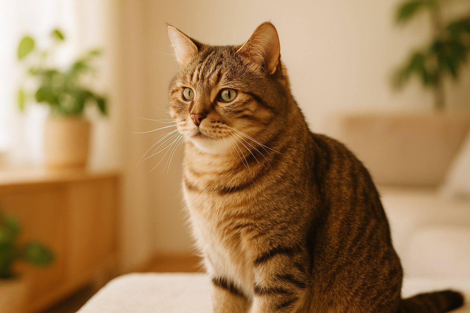 Gatto Manx senza coda in piedi su un prato britannico