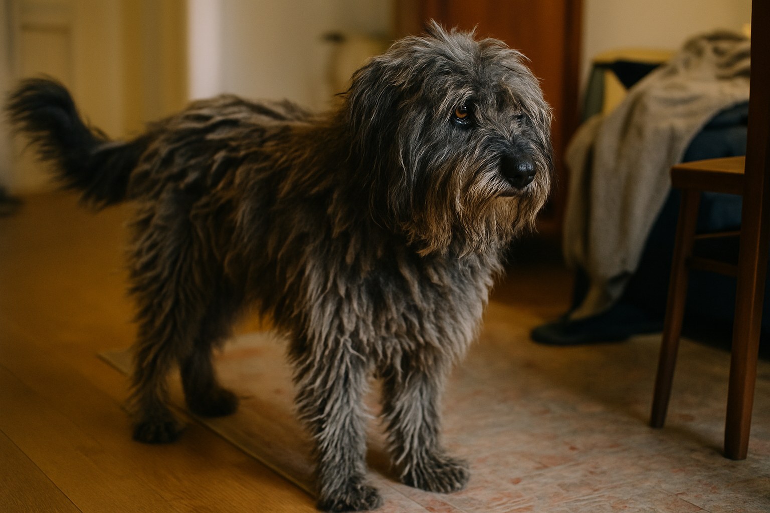 Pastore Bergamasco con caratteristici cordoni naturali del mantello