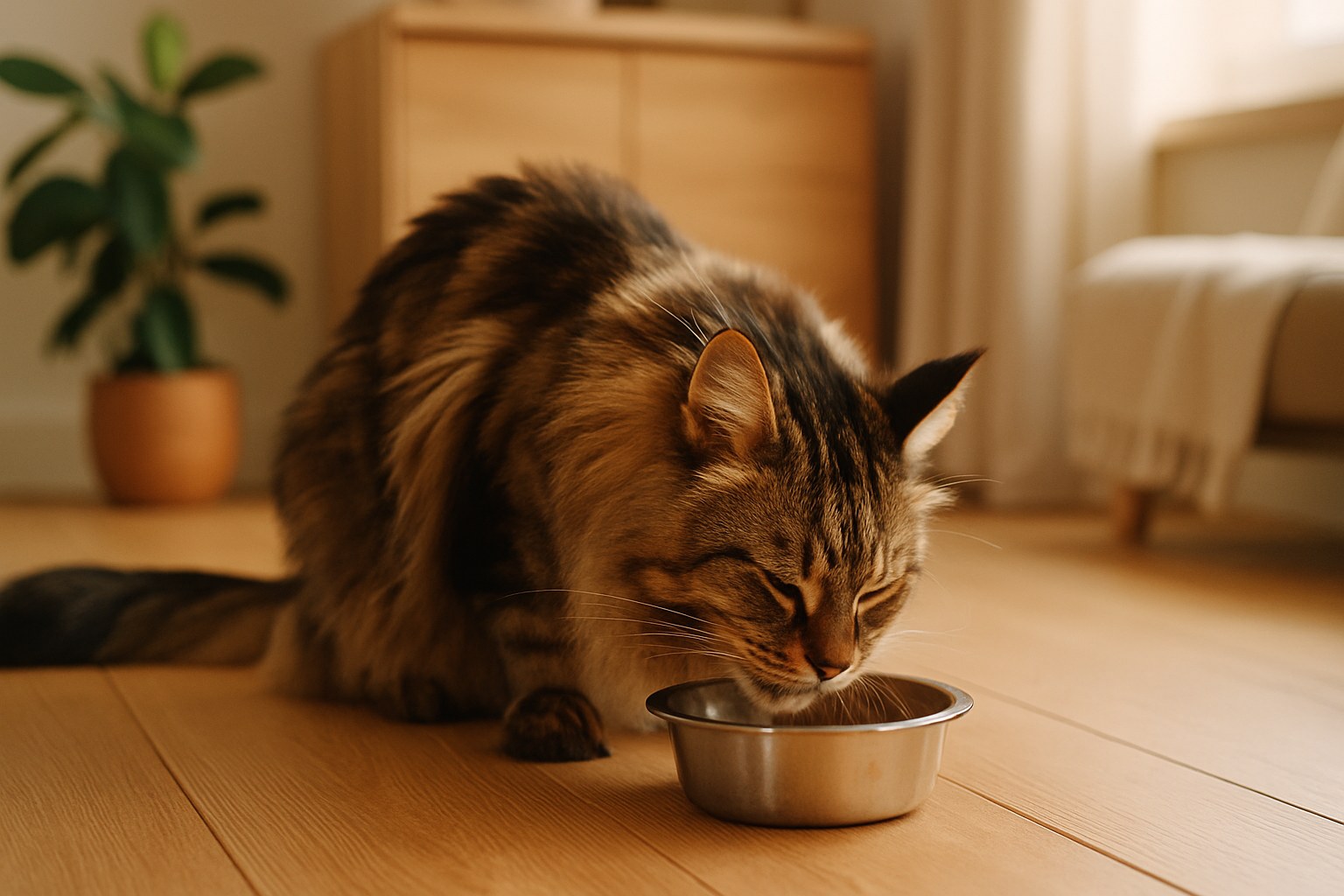 Bocconcini di salmone cotto in una ciotola pronti per un gatto