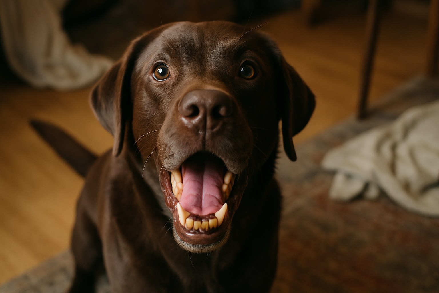 Cane che mastica un osso polposo naturale per pulizia denti