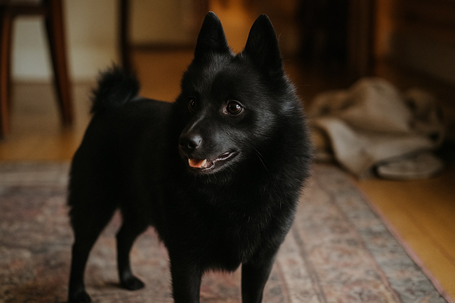 Schipperke piccolo cane nero con criniera caratteristica