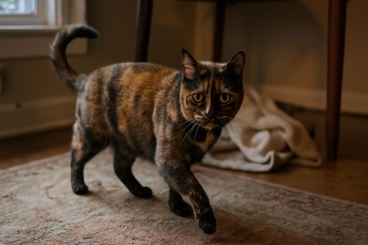 Gatto con baffi (vibrisse) ben visibili intorno al muso e occhi