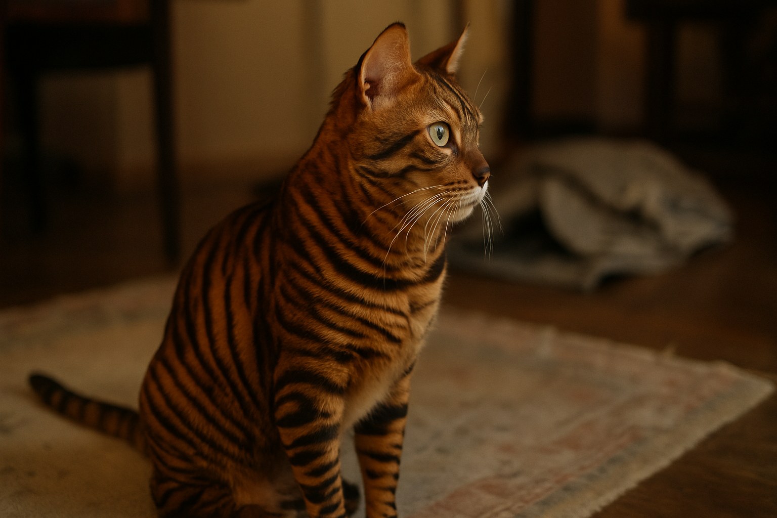 Toyger arancione con striature scure simili a una tigre
